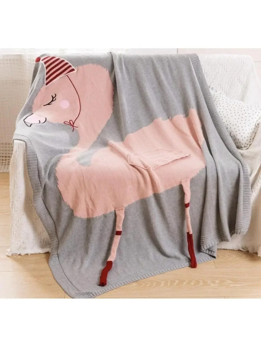 Children’s Soft Cozy Throw Blanket with Flamingo Pattern, Brand New